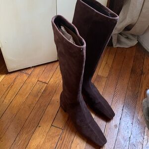 Reformation Brown suede stretch boots (10) NWOT